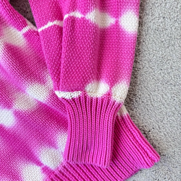 LoveShackFancy Tie Dye Chunky Knit Sweater Pink Size L - Picture 10 of 14
